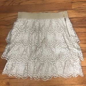 Ann Taylor Tiered Lace Miniskirt